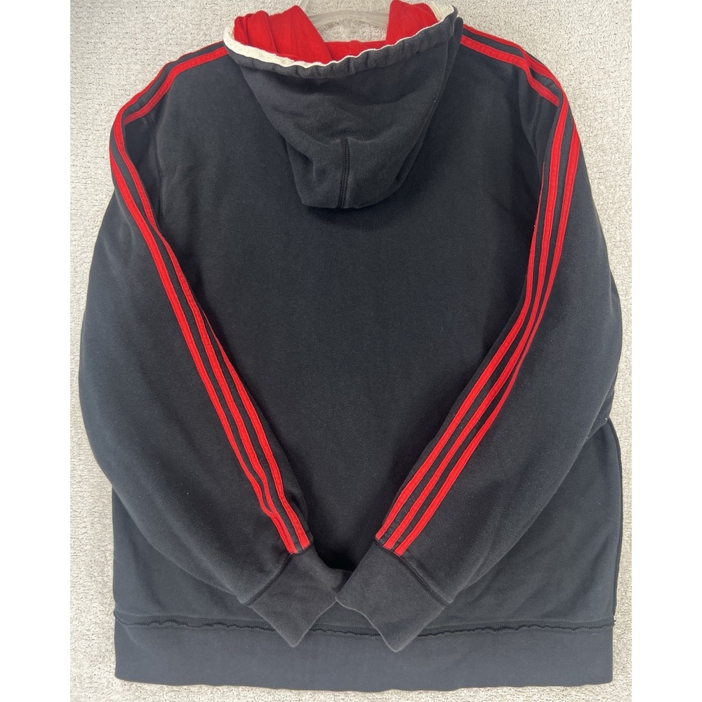 Chicago Bulls Adidas Hoodie Mens 2XL Black Red NBA Basketball 3 Stripes Zip EUC - Picture 6 of 16